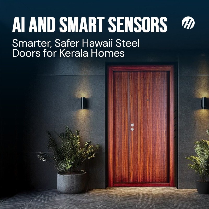 
								AI powered smart steel door with advanced security features for modern Kerala homes